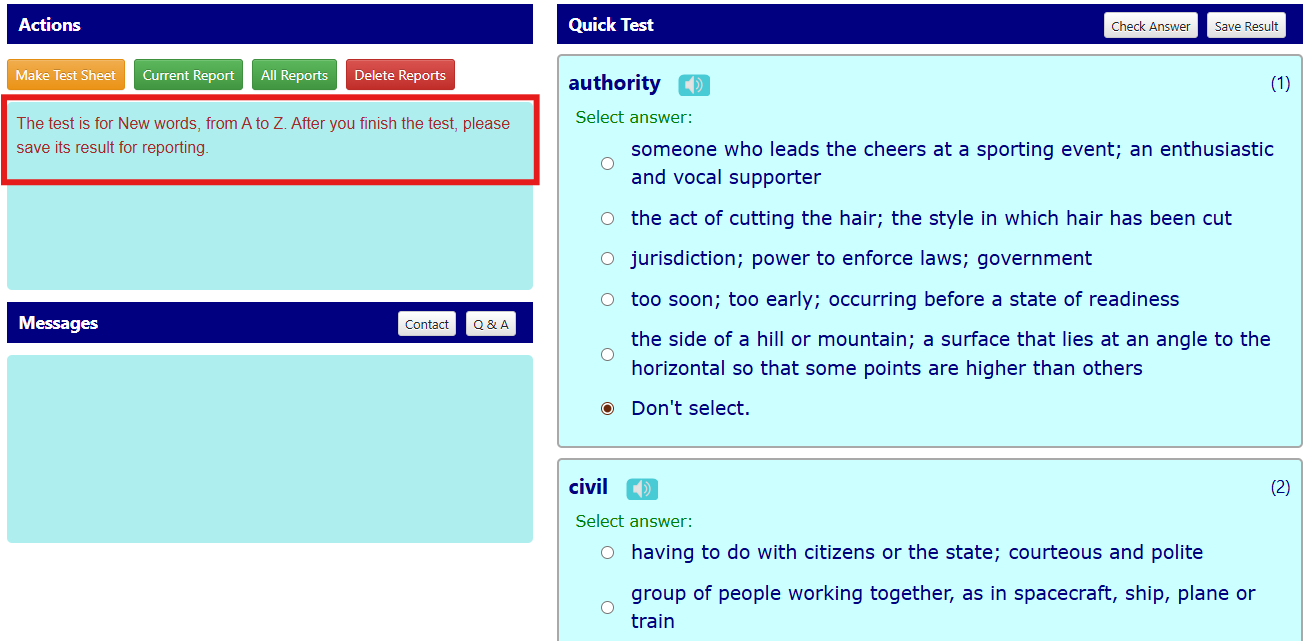 make test sheet 2