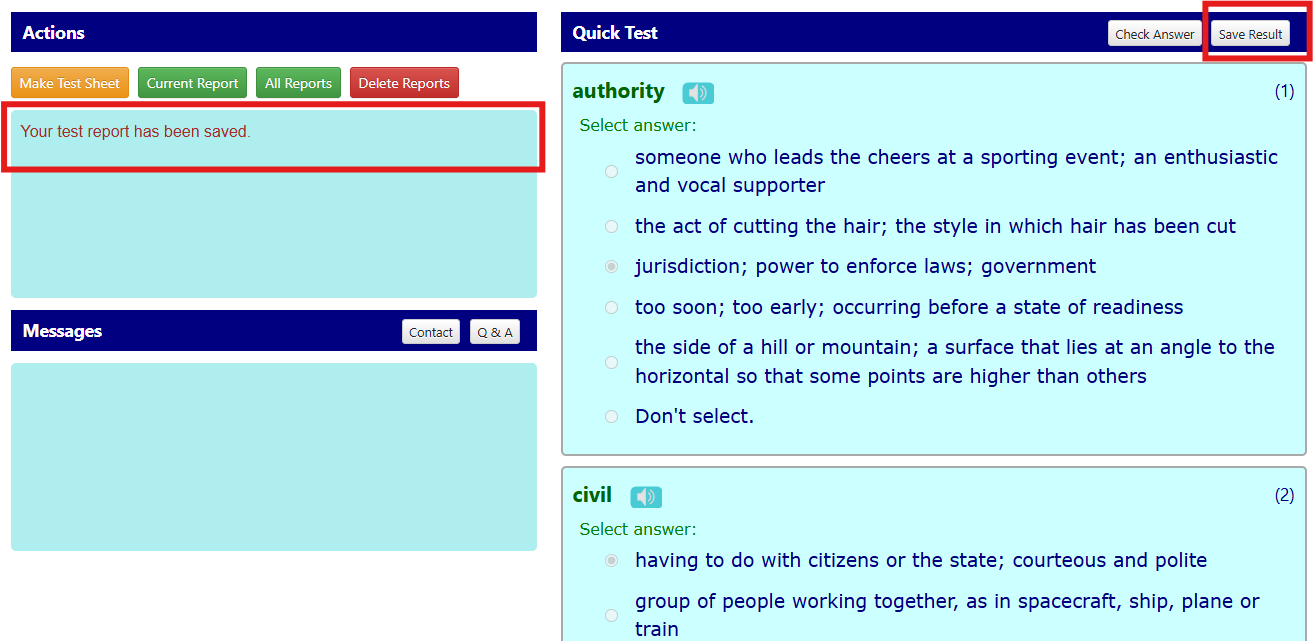 save test report